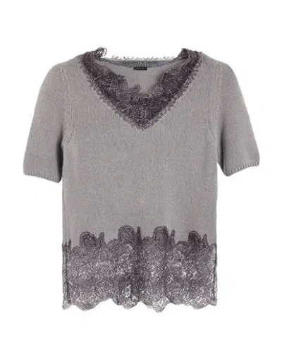 Ermanno Scervino Woman Sweater Grey Size 8 Cashmere, Silk, Polyamide In Gray