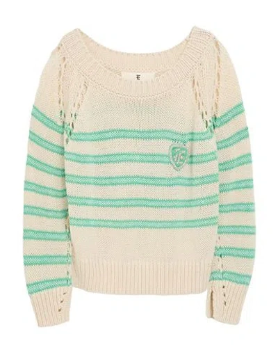 Ermanno Scervino Woman Sweater Ivory Size L Cotton, Cashmere, Polyamide, Brass, Glass In White