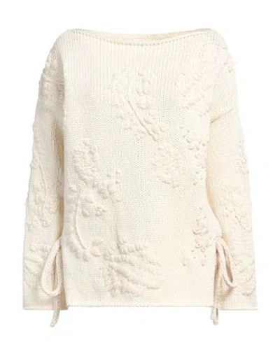 Ermanno Scervino Woman Sweater Ivory Size M Cotton In White