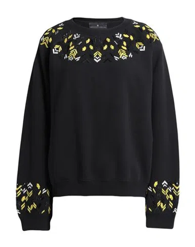 Ermanno Scervino Woman Sweatshirt Black Size L Cotton, Polyester, Elastane, Glass