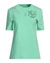 Ermanno Scervino Woman T-shirt Green Size 4 Cotton, Polyester In Green