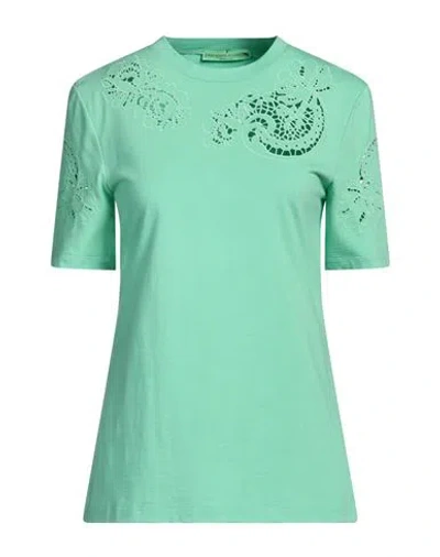 Ermanno Scervino Woman T-shirt Green Size 4 Cotton, Polyester