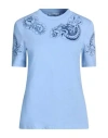 Ermanno Scervino Woman T-shirt Light Blue Size 0 Cotton, Polyester