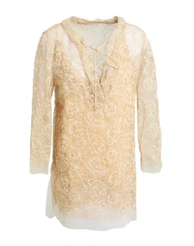 Ermanno Scervino Woman Top Beige Size 6 Polyamide, Viscose