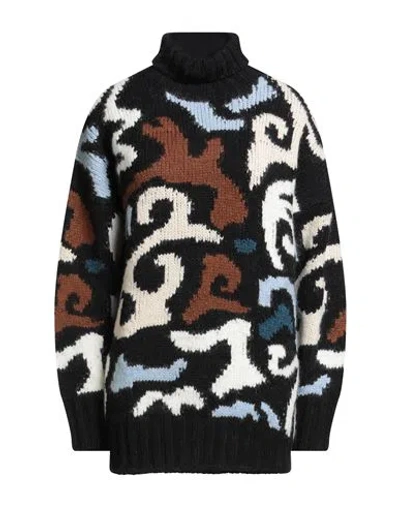 Ermanno Scervino Woman Turtleneck Black Size S/m Virgin Wool, Synthetic Fibers, Alpaca Wool, Wool, C In Multi