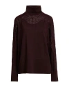 Ermanno Scervino Woman Turtleneck Dark Brown Size 8 Virgin Wool, Polyester, Polyamide In Brown
