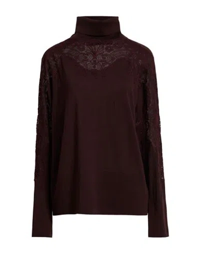 Ermanno Scervino Woman Turtleneck Dark Brown Size 8 Virgin Wool, Polyester, Polyamide