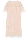 Ermanno Scervino Mini Dress With Scalloped Neckline And Lace Overlay