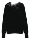 Ermanno Scervino Wool Turtleneck Sweater With Floral Embroidery In Black