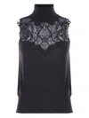 Ermanno Scervino Lace-insert Turtleneck Top In Black