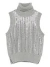 Ermanno Scervino Metallic Turtleneck Sleeveless Tank Top In Gray