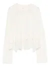 Ermanno Scervino Cropped Cashmere Sweater Lace Hem In White