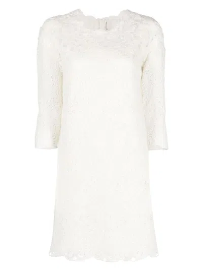 Ermanno Scervino Guipure Lace Shift Minidress In White