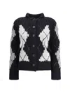 Ermanno Scervino Argyle-pattern Knitted Cardigan In Black
