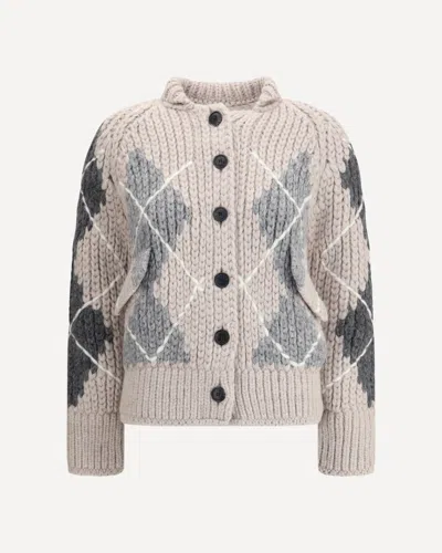 ERMANNO SCERVINO WOOL ARGYLE-PATTERNED CARDIGAN