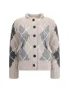 Ermanno Scervino Argyle-pattern Knitted Cardigan In Neutral