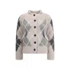 Ermanno Scervino Argyle-pattern Knitted Cardigan In Neutral
