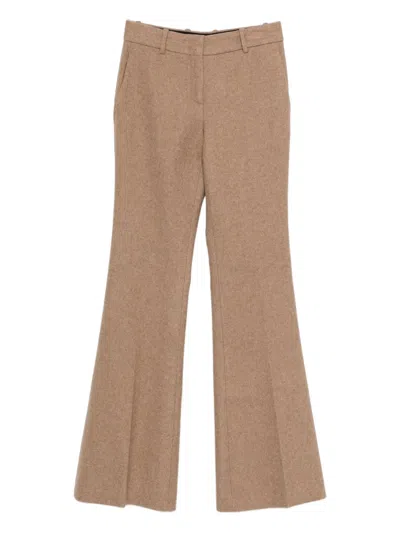 Ermanno Scervino Wool Blend Flared Trousers In Brown