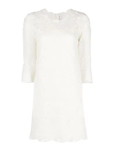 Ermanno Scervino Guipure Lace Shift Minidress In White