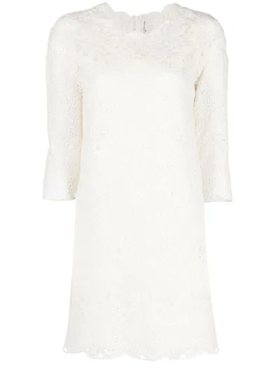 Ermanno Scervino Guipure Lace Shift Minidress In White