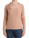 Ermanno Scervino Women   Wool Blend Striped Long Sleeve Top In Beige