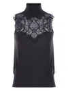 Ermanno Scervino Lace-insert Turtleneck Top In Black