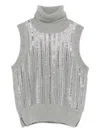 Ermanno Scervino Metallic Turtleneck Sleeveless Tank Top In Gray