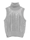 Ermanno Scervino Metallic Turtleneck Sleeveless Tank Top In Gray