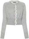 Ermanno Scervino Lace-trim Cashmere Cardigan In Grey