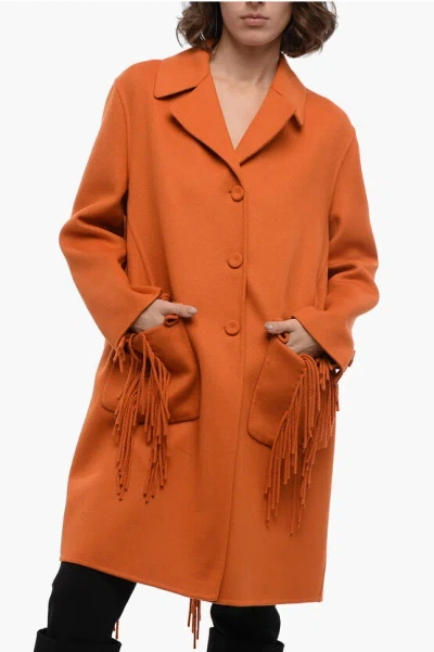 Ermanno Scervino Wool Coat With Fringed Detail