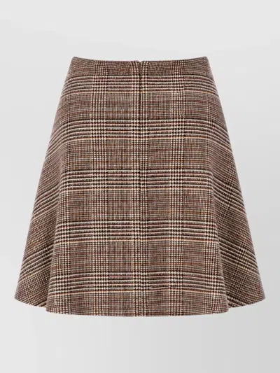 Ermanno Scervino Wool Embroidered Mini Skirt In Brown