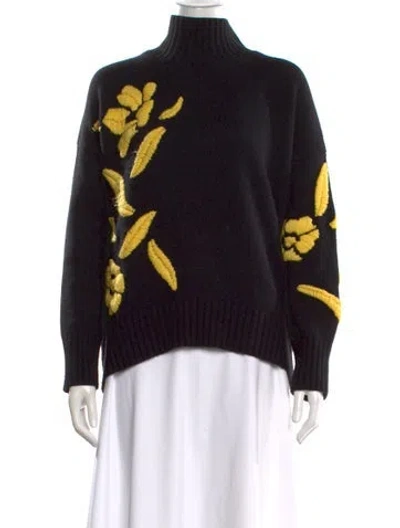 Pre-owned Ermanno Scervino Wool Floral Print Sweater In Black