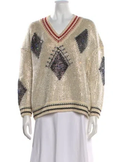 Pre-owned Ermanno Scervino Wool Graphic Print Sweater In Neutral