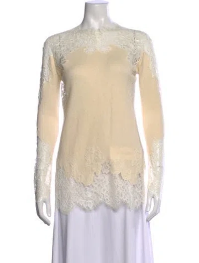 Pre-owned Ermanno Scervino Wool Lace Pattern Sweater In Neutrals