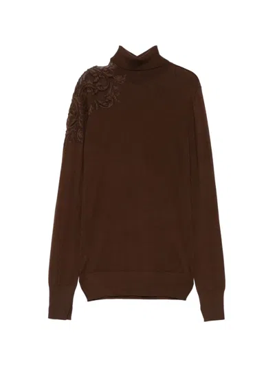 Ermanno Scervino Wool Turtle-neck Sweater In Burgundy