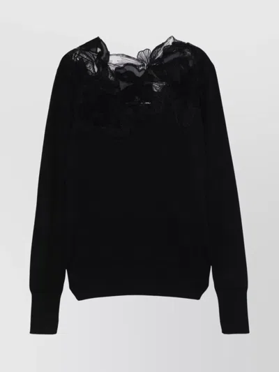 ERMANNO SCERVINO WOOL TURTLENECK SWEATER WITH FLORAL EMBROIDERY