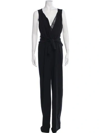 Pre-owned Ermanno Scervino Wool V-neck Jumpsuit In Black