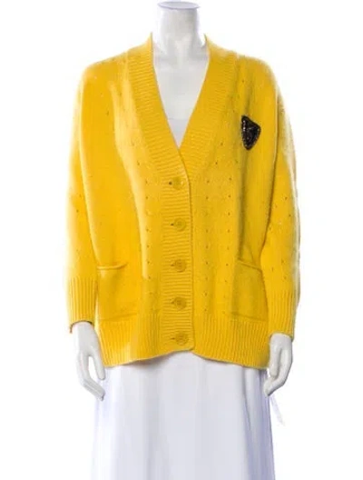 Pre-owned Ermanno Scervino Wool V-neck Sweater In Yellow