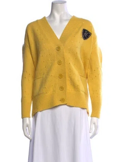 Pre-owned Ermanno Scervino Wool V-neck Sweater In Yellow
