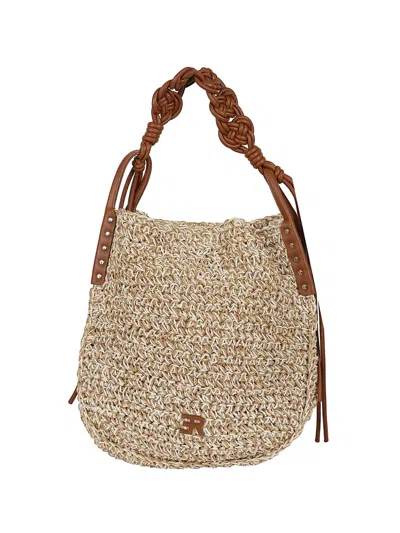 Ermanno Scervino Woven Knotted-handle Clutch Bag In Purple