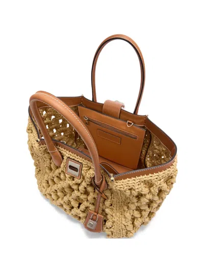 Ermanno Scervino Woven Leather-trim Tote Bag In Neutral