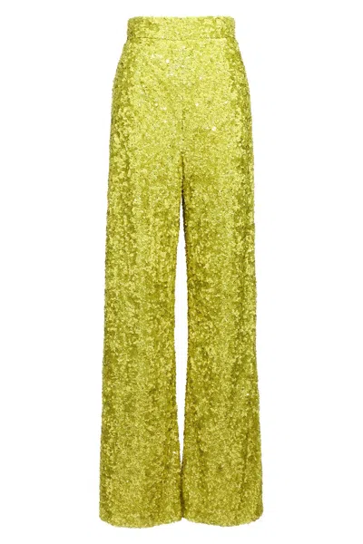 Ermanno Scervino High Waist Sequin Embellished Wide Leg Trousers In Green