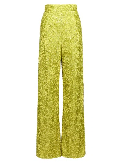 Ermanno Scervino High Waist Sequin Embellished Wide Leg Trousers In Green