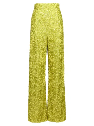 Ermanno Scervino High Waist Sequin Embellished Wide Leg Trousers In Green
