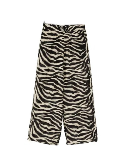 Ermanno Scervino Wide Leg Trousers Zebra Pattern In Black