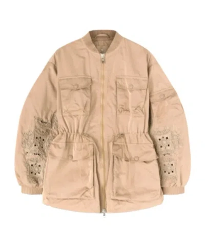 Ermanno Scervino Zipper Jacket In Brown