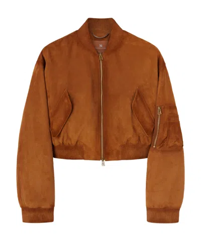 Ermanno Scervino Zippered Leather Jacket In Brown