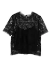 Ermanno Scervino Black Floral-lace Short-sleeve T-shirt In Animal Print