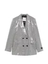 Ermanno Sequined Double-breasted Jacket In Silver