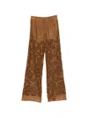 Ermanno Suede Leather Effect Trousers In Multi